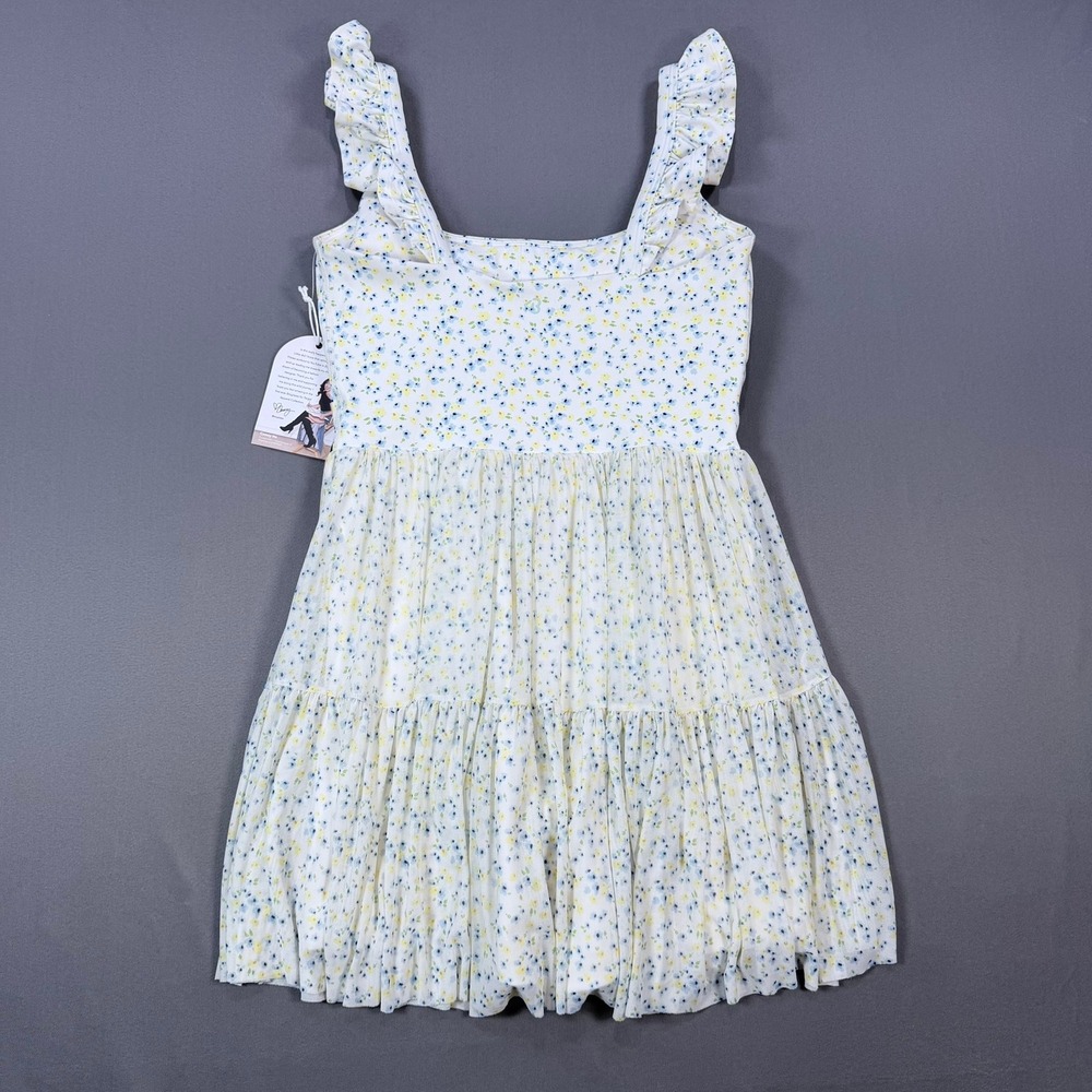 Blogilates Womens S White Floral Recycled Poly Romper Active Dress Ruffle Pocket - Picture 3 of 7